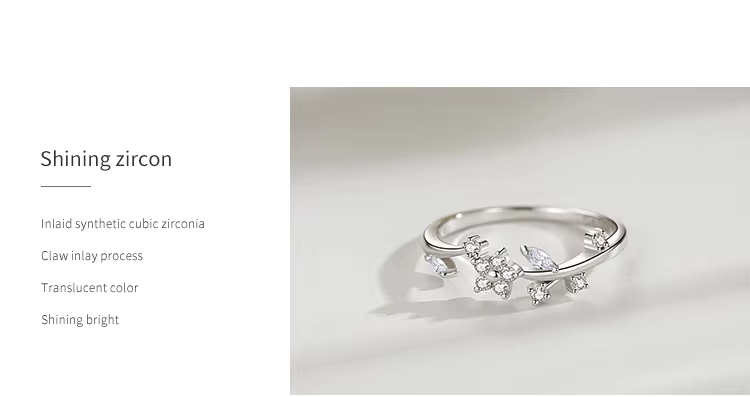 925 Sterling Silver Lovely Flower Rings Cubic Zirconia New Style