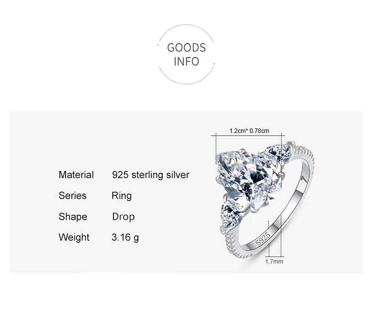 Luxury 925 Sterling Silver Clear Zirconia