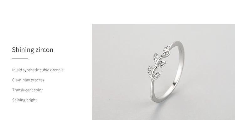 925 Sterling Silver Plant Clear Zircon Jewelry