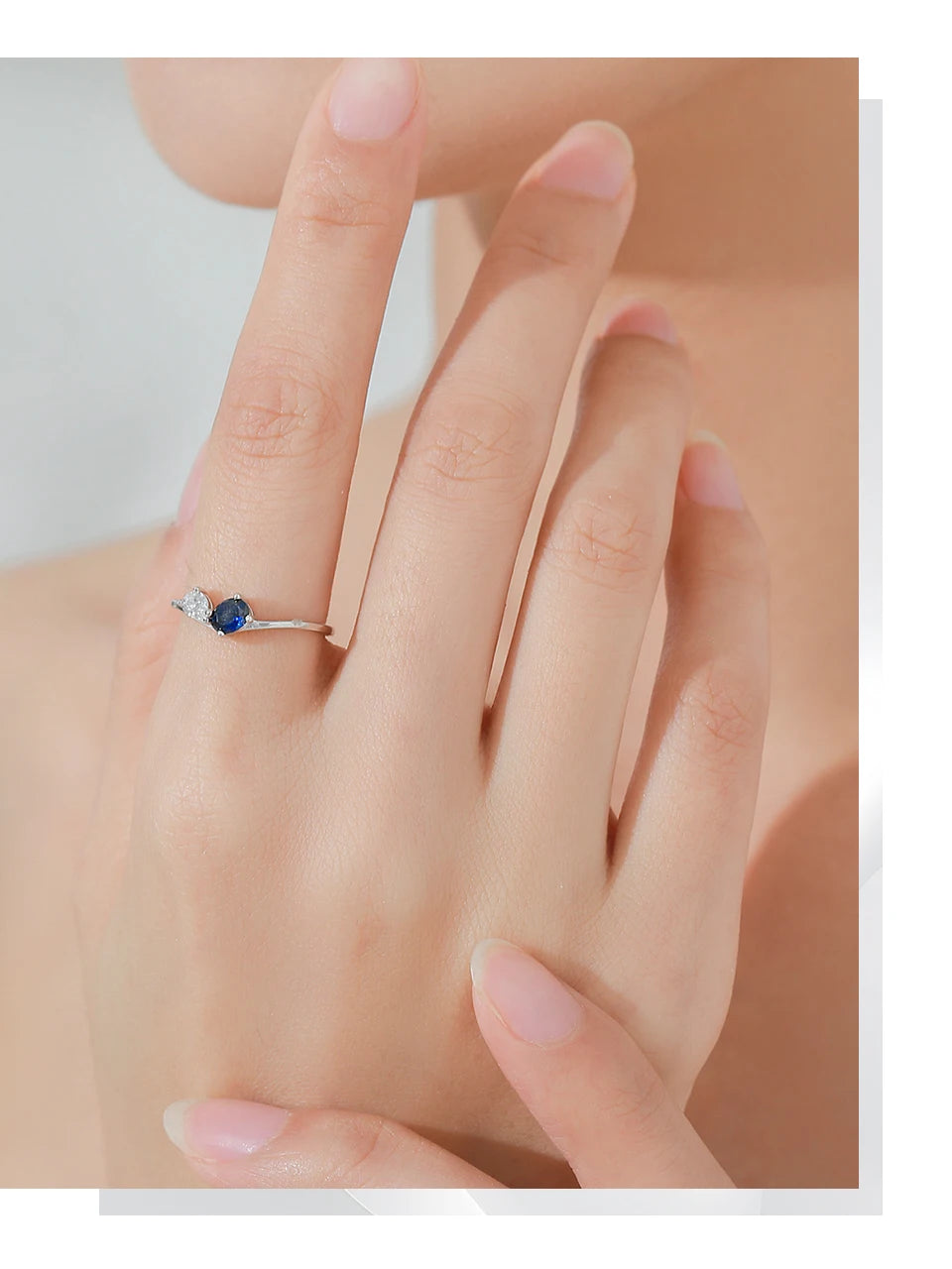 Unique 925 Sterling Silver White Blue Zircon Ring Bracelet Jewelry Set