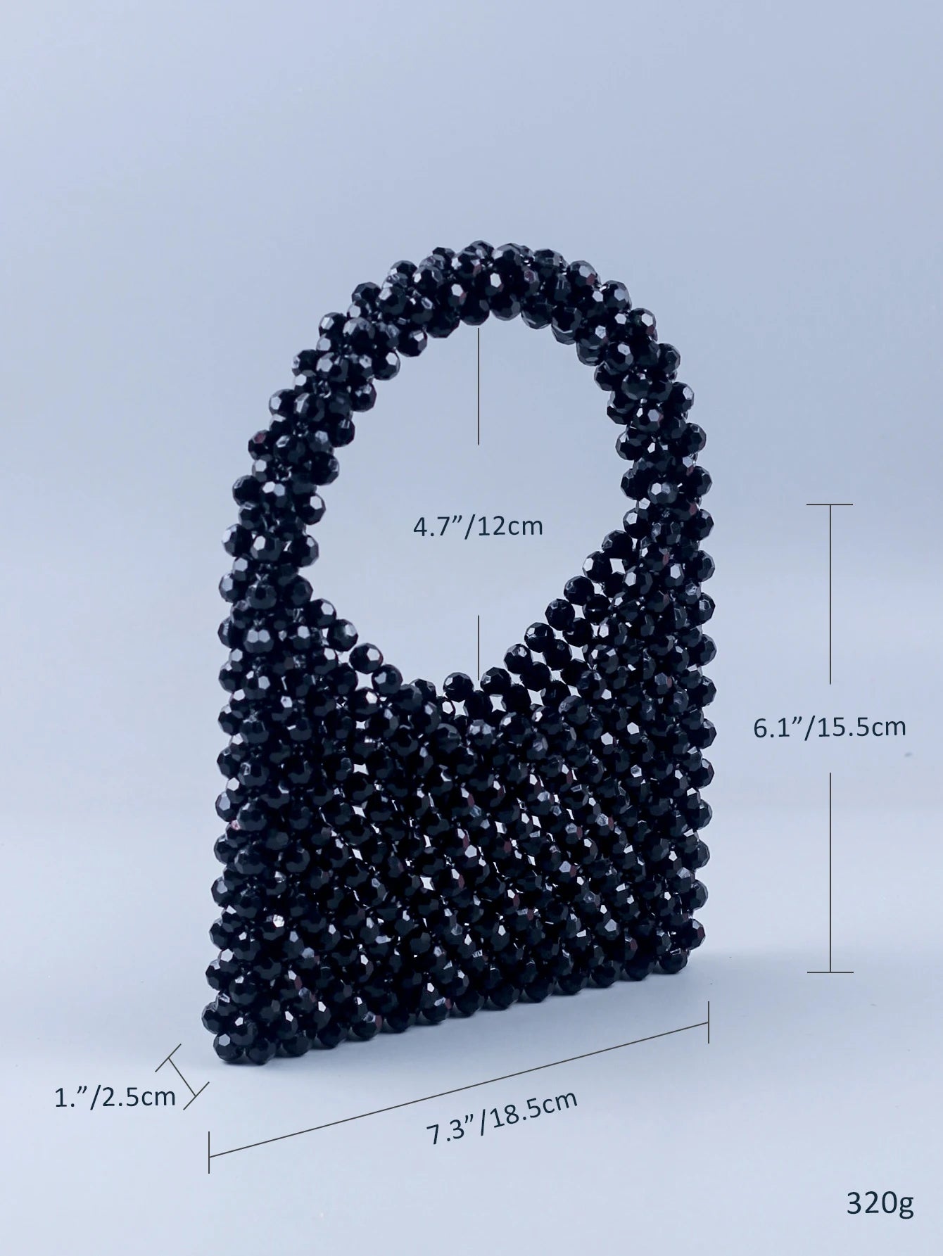 New black corner bead beaded bag with versatile and niche design, portable woven bag