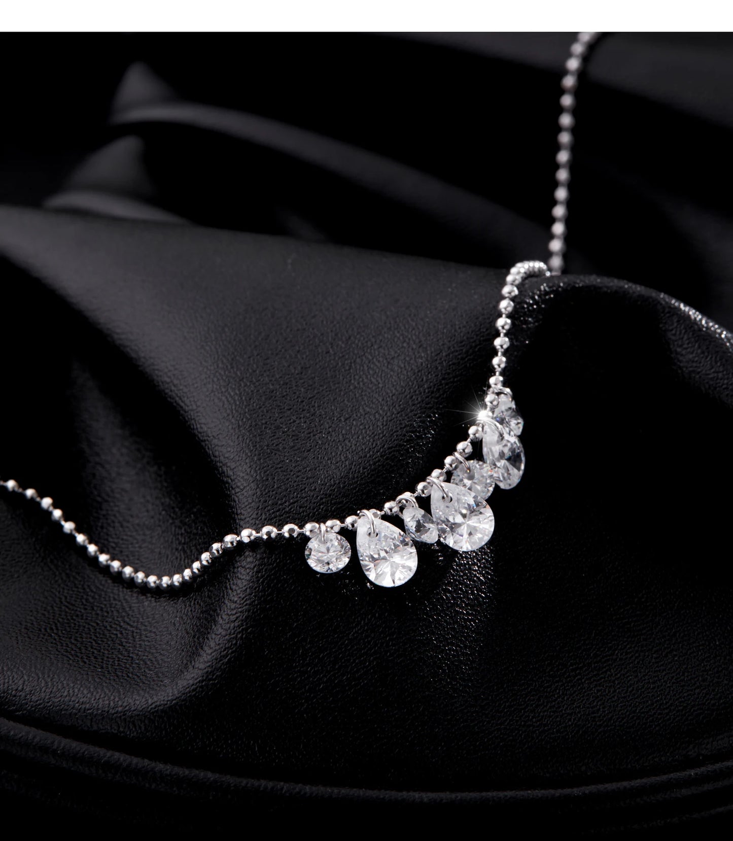 Pear Zirconia Necklace 925 Sterling Silver Jewelry