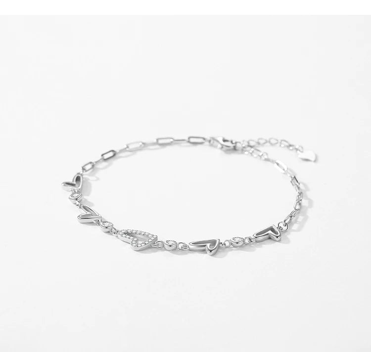 Pure 925 Sterling Silver Heart Cubic Zirconia Jewelry Romantic
