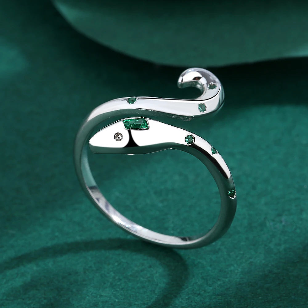 Snake Head Emerald Couples Ring Original Sterling Silver925