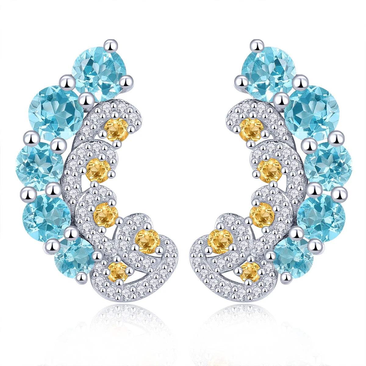 Natural Blue Topaz Citrine Sterling Silver