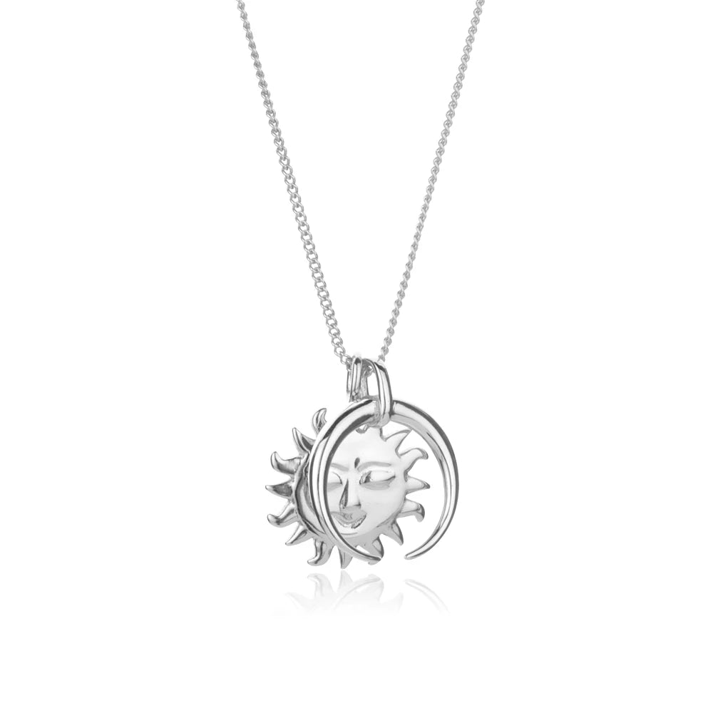 925 Sterling Silve Big Moon Sun Flower Pendant Large Necklace Fashion Wedding Jewelry