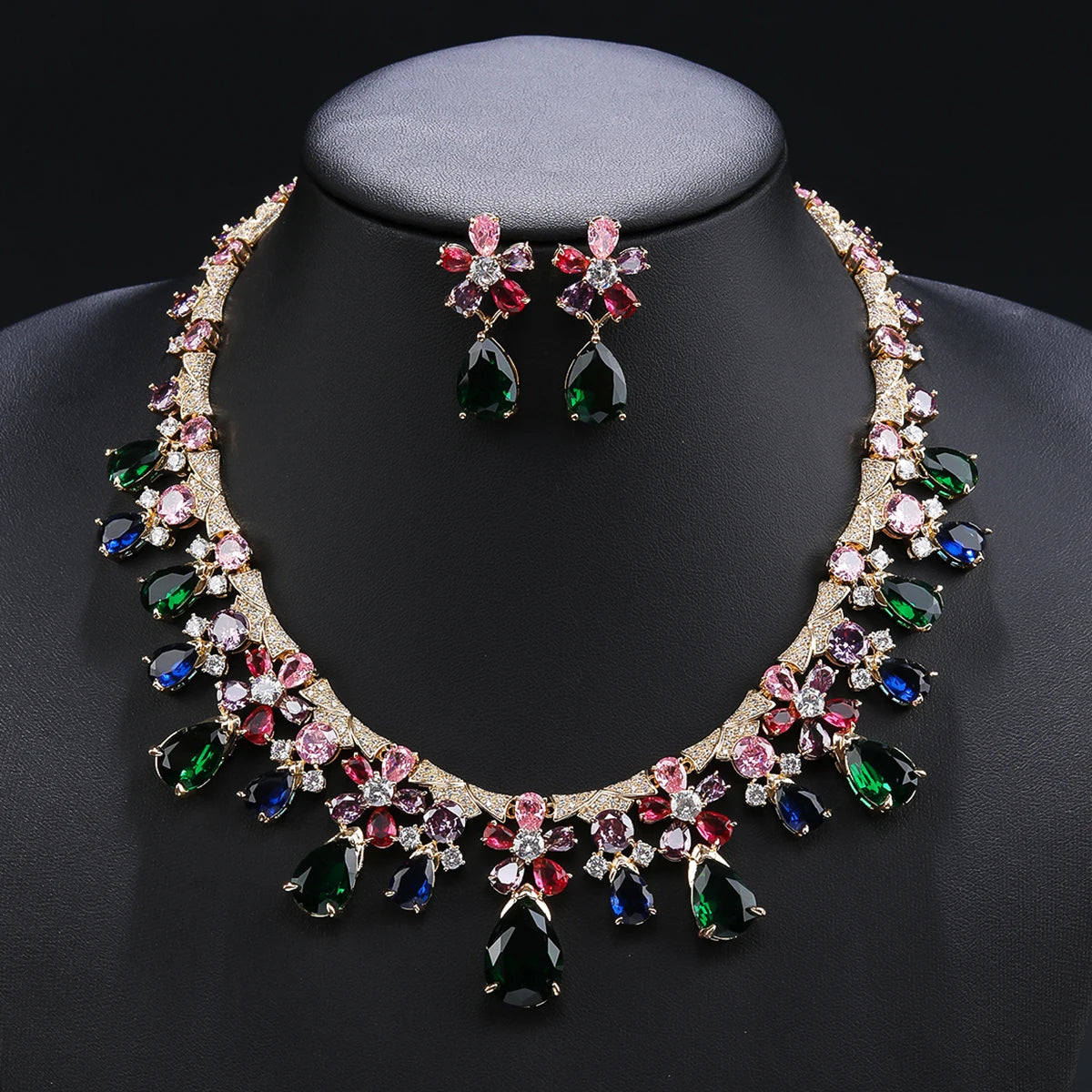 Luxury Zirconia Flower Set Wedding Jewelry