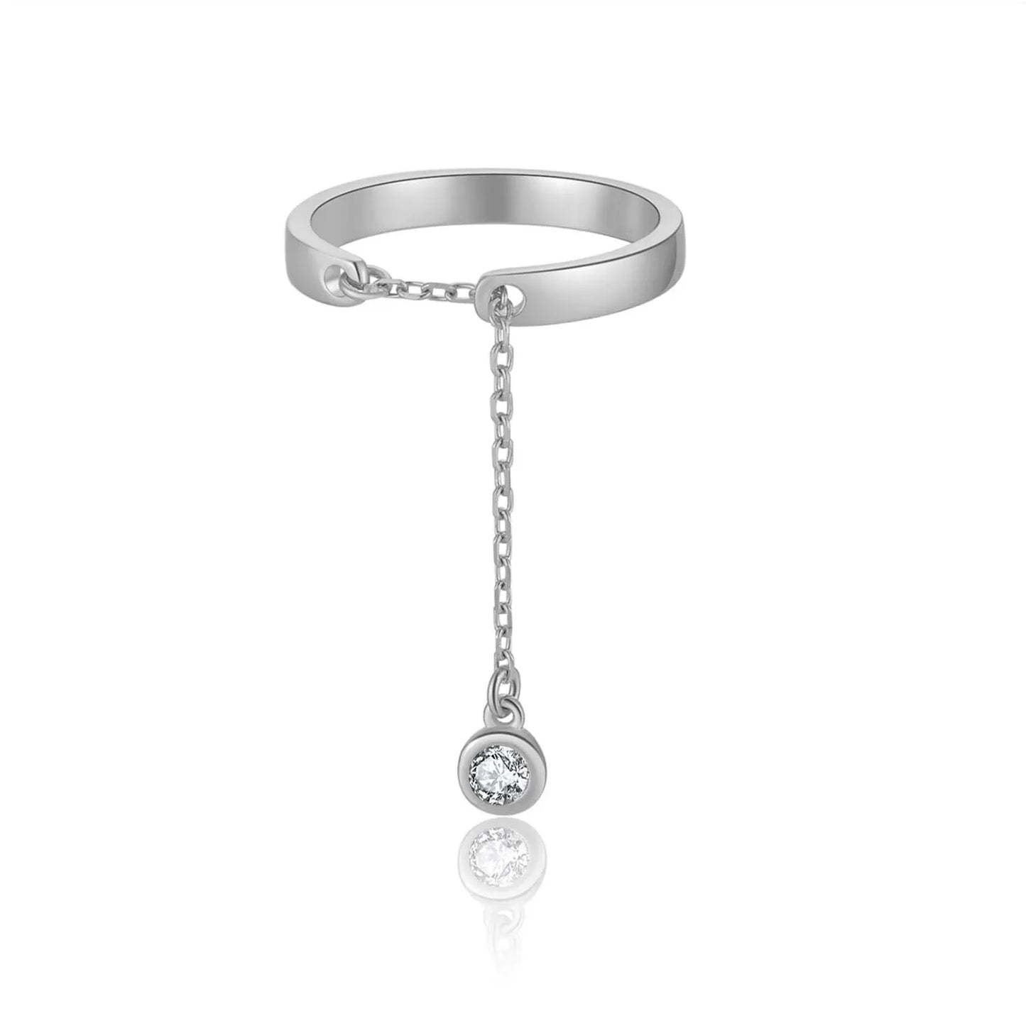 925 Sterling Silver Gold Ajustable Long Ring