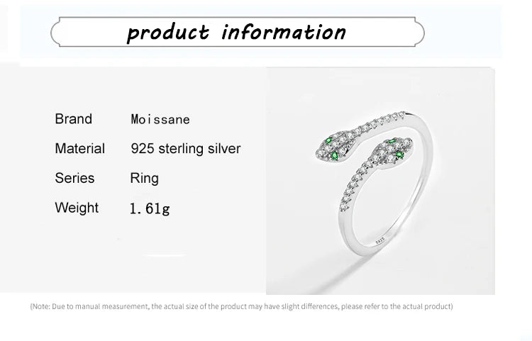 Double Snake Rings Sterling Silver Full Diamond Jewelry