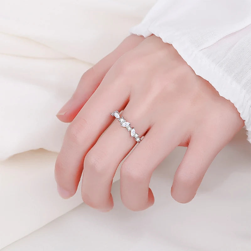 2022 NEW Trendy Irregular Rings For Women Adjustable Open Real S925 Silver Diamond Charms Bridal Wedding Engagement Gift Jewelry