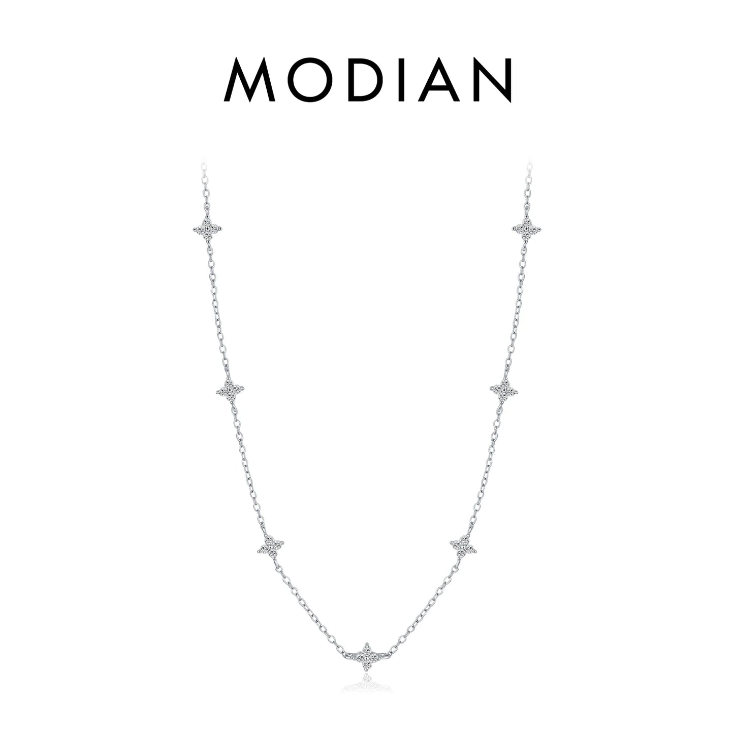 925 Sterling Silver Exquisite Four Leaf Clover Zircon Necklace Jewelry