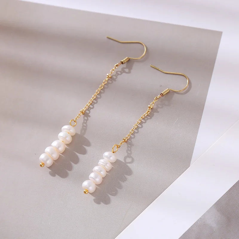 Trendy Natural Freshwater Pearl 14K Gold Filled Female Drop Earrings Jewelry