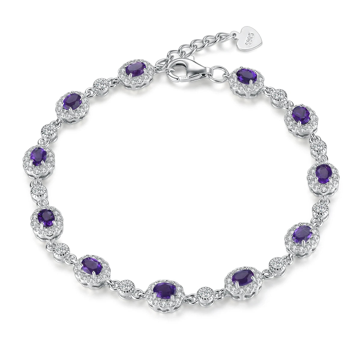 Natural Genuine Tanzanite Solid Sterling Silver Bracelets 2 Carats Rhodium Plated S925 Classic
