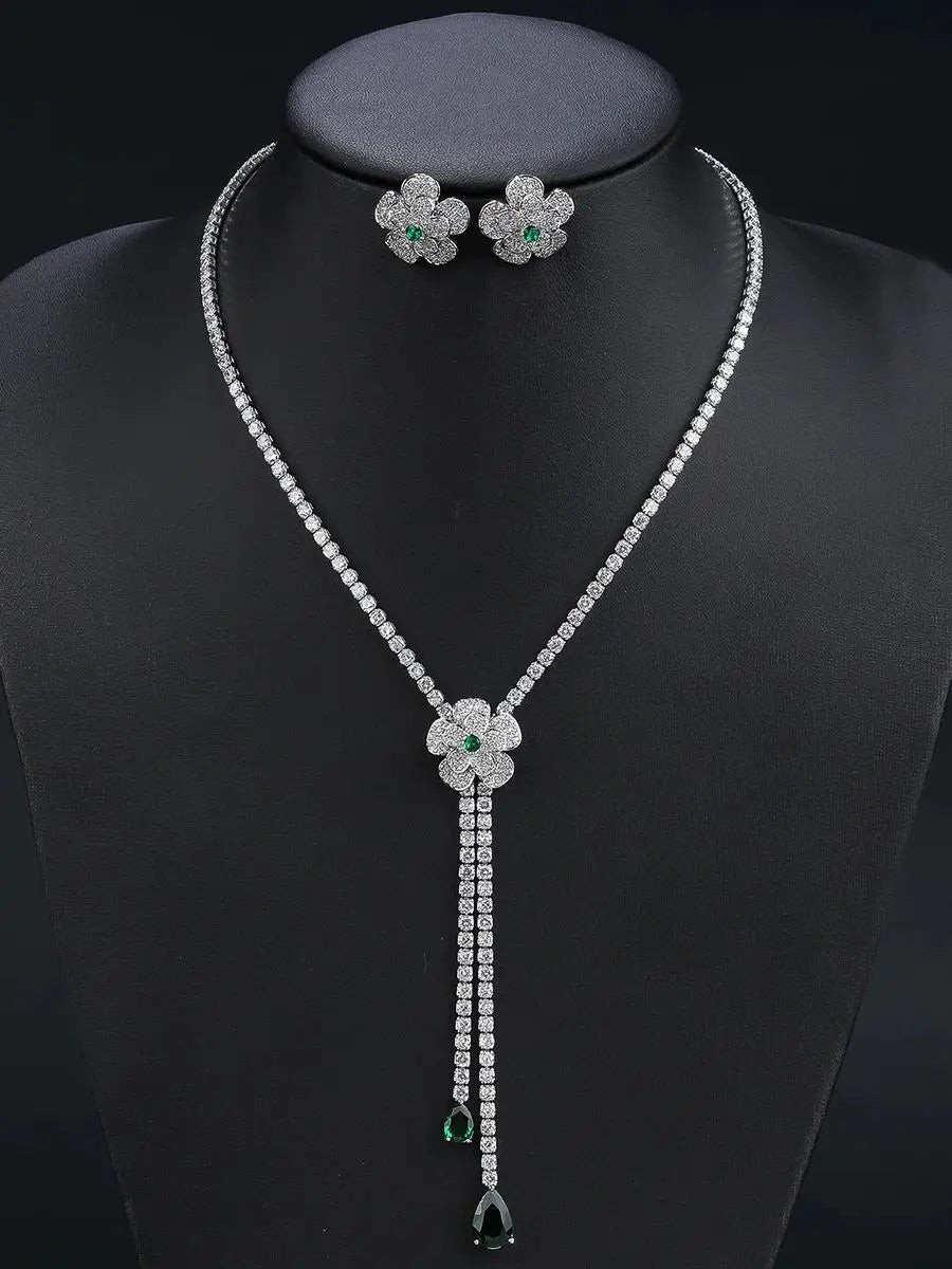 Flower Luxury Pieces High Quality Zirconia Fashion Zirconia Set Jewelry Zirconia