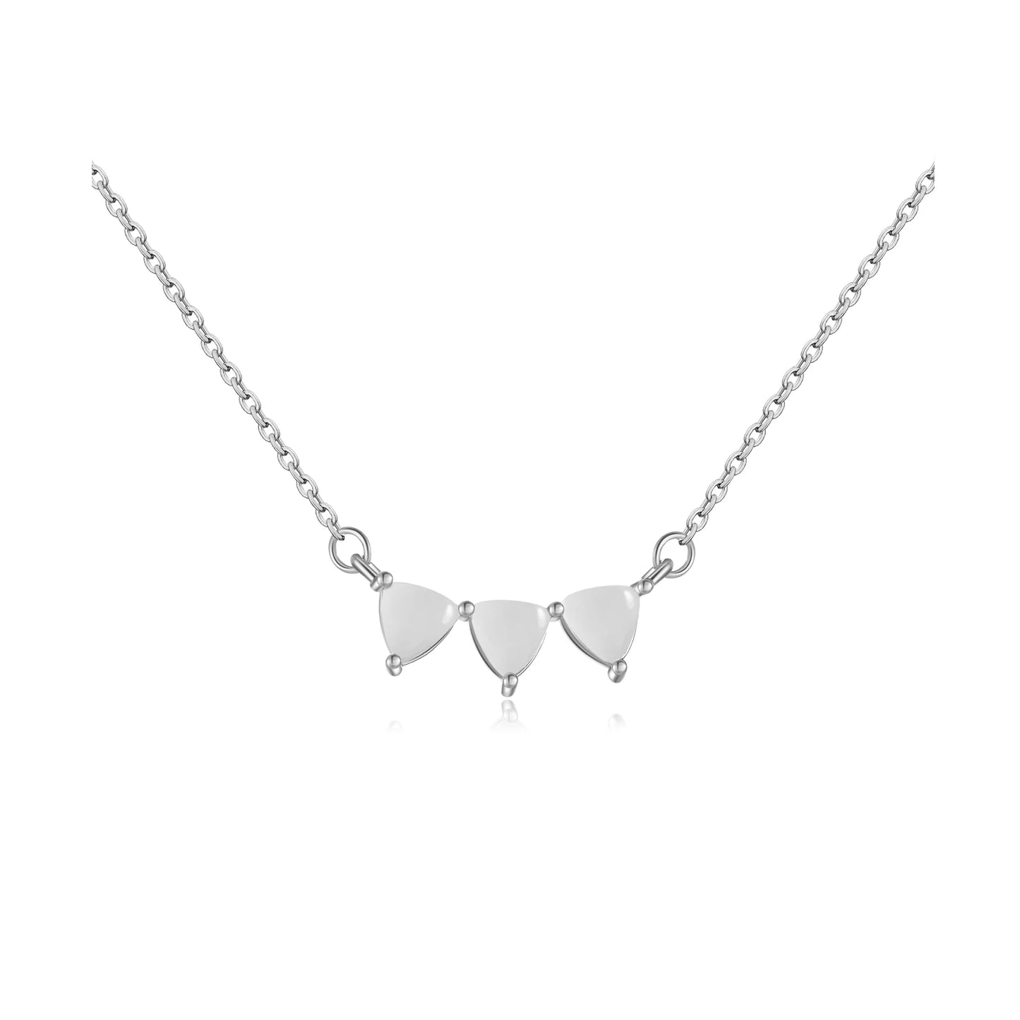 925 Sterling Silver Gold MIlk Three Ovals Line Necklace Jewelry Luxury