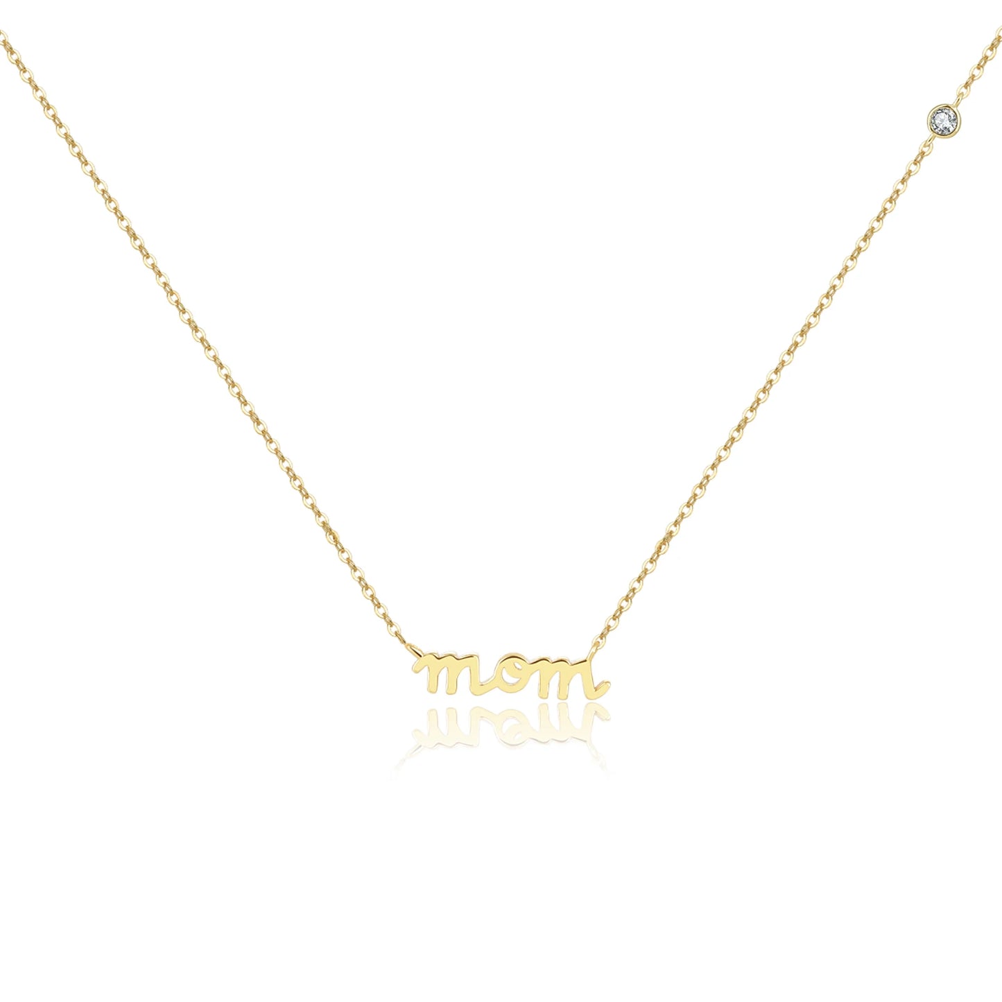 925 Sterling Silver Gold Letters Mama Pendant Letters Choker Necklace Long Fine Jewelry