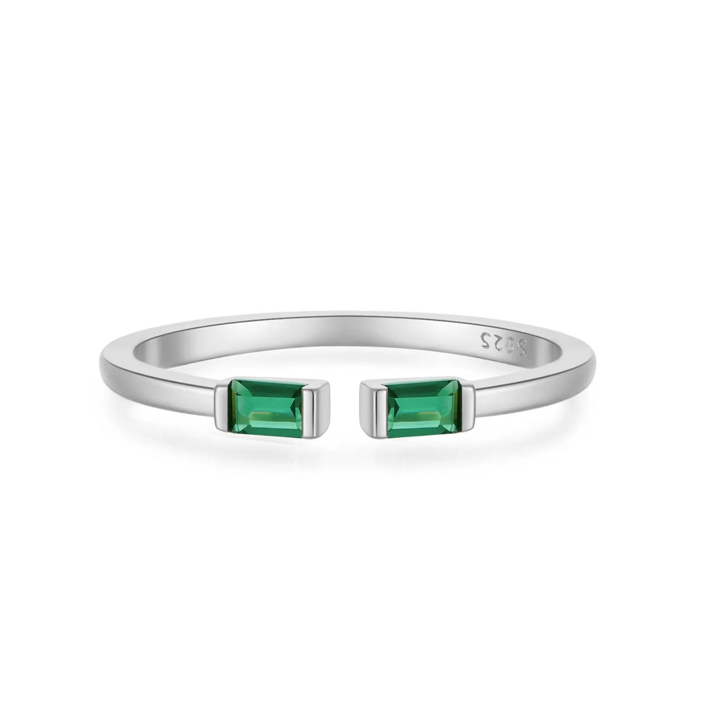 100% 925 Sterling Silver Gold Resizable Ring Green Adjustable Silver
