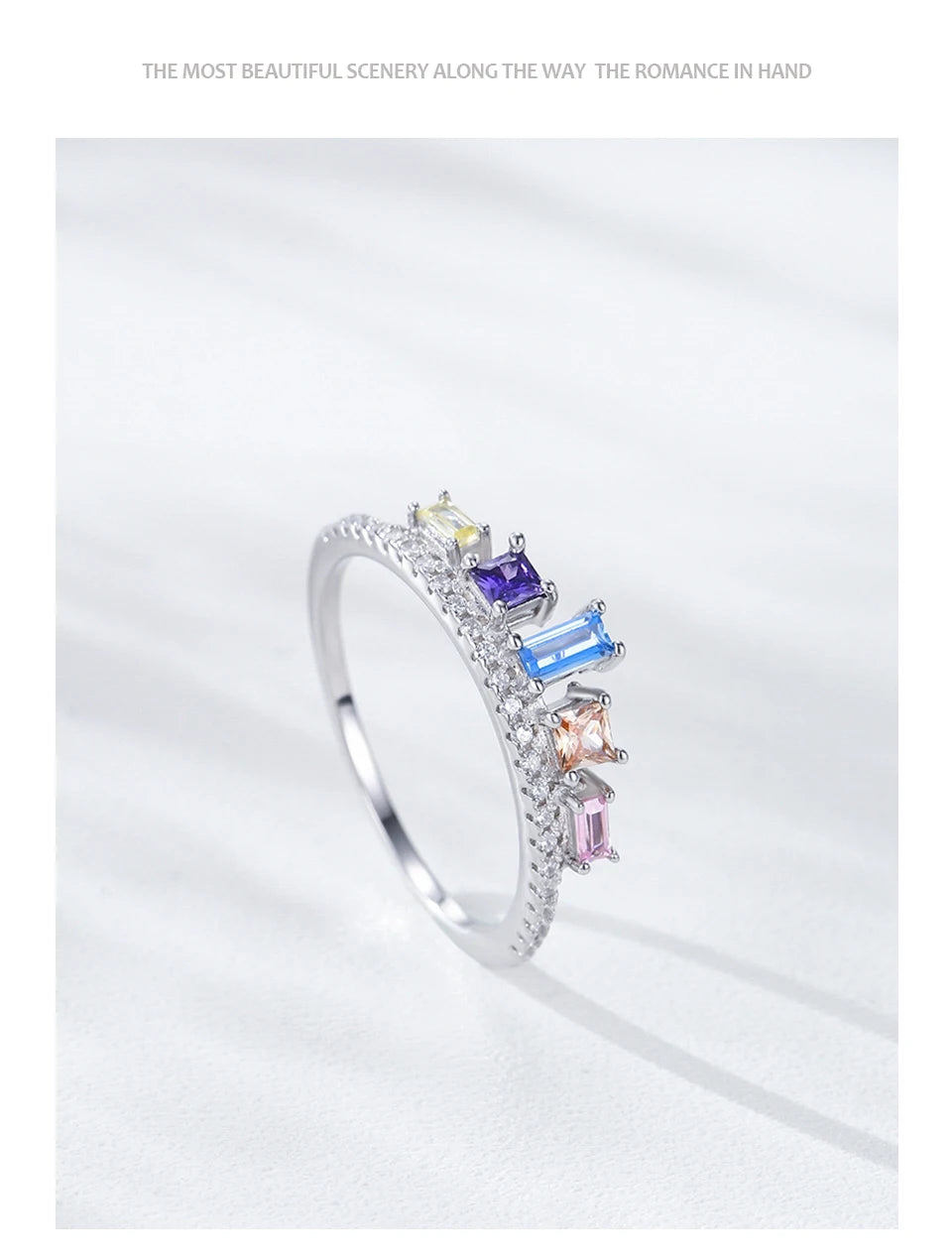 925 Sterling Silver Colorful Zircon Crown Ring For Women Engagement Jewelry
