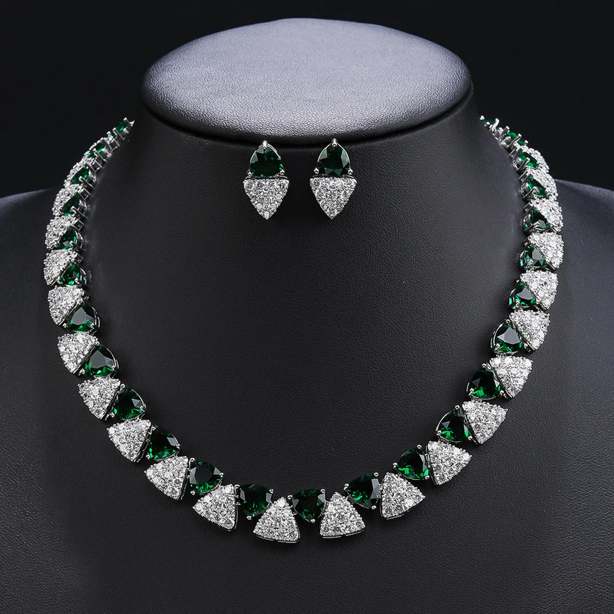 Zirconia Necklace Set Wedding Earrings Costume Jewelry Set