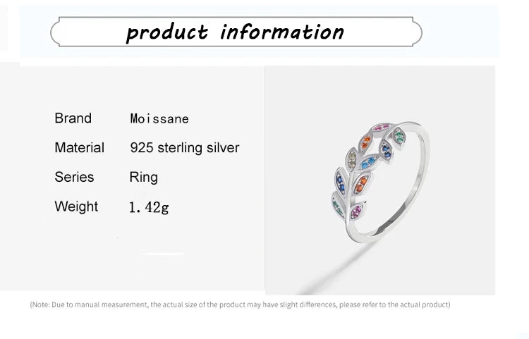 Flowers Leaves Diamond Ring Original Sterling Silver Jewelry