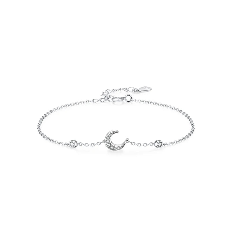 New Design 925 sterling Silver Fashion Heart & Star & Moon Bracelet Jewelry