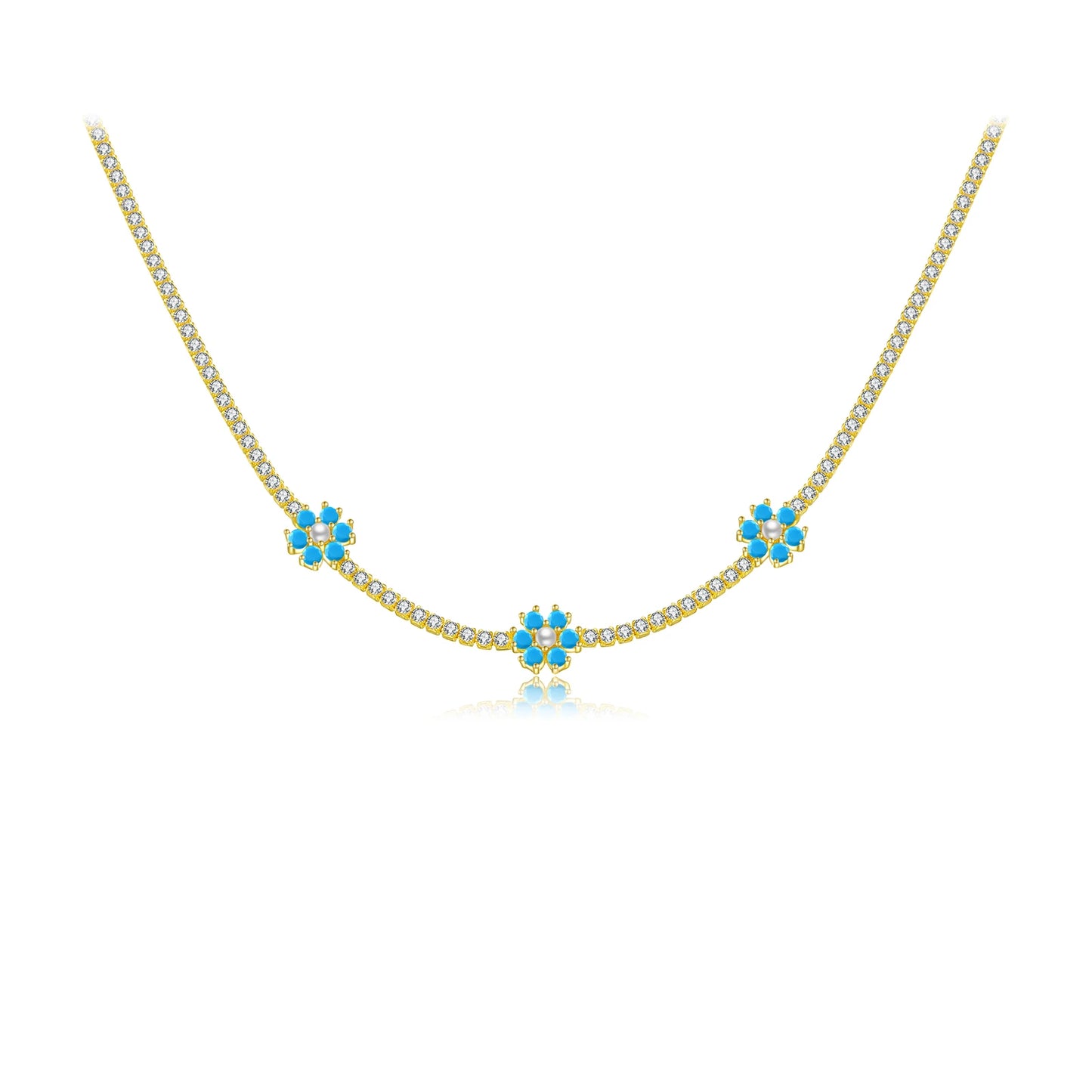 100% 925 Sterling Silver Gold Flower Rainbow Zircon Jewelry