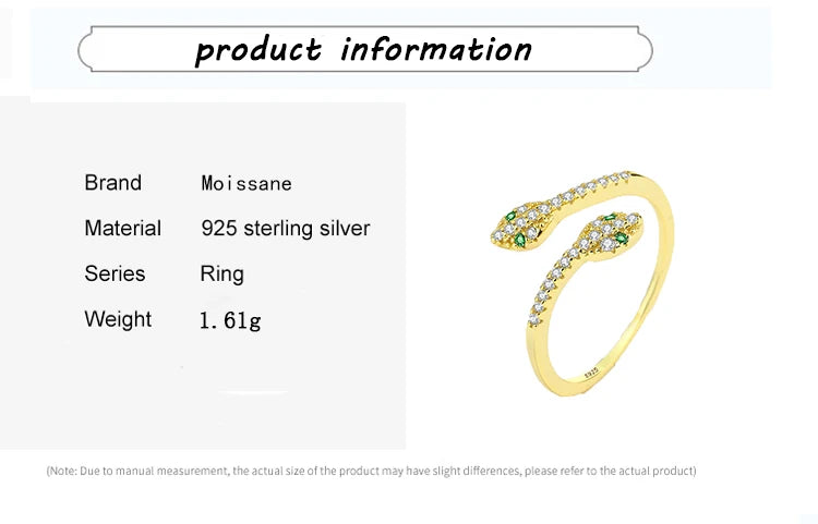 NEW Trend 18K Gold Irregular Double Snake Head Original Sterling Silver Jewelry