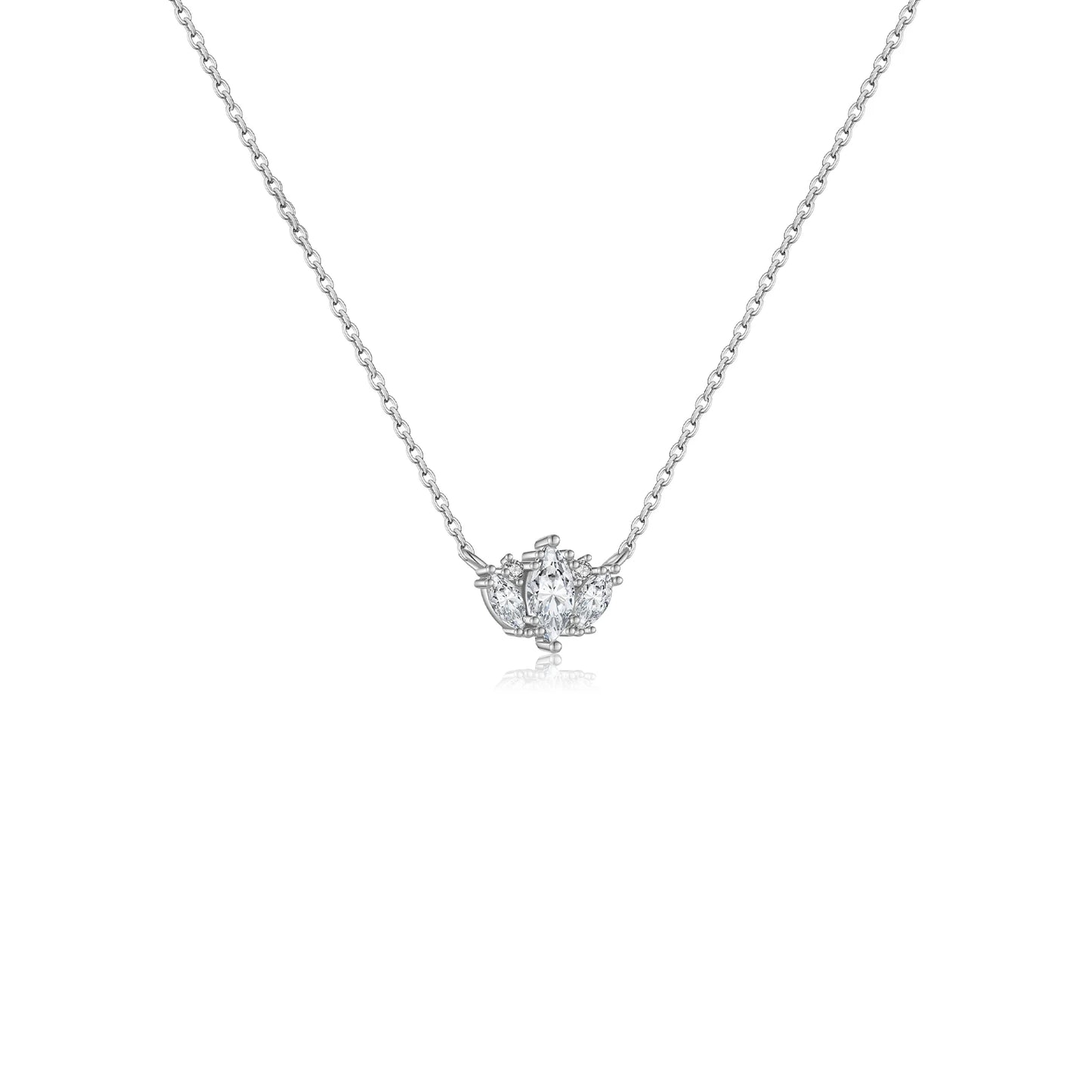 New 100% 925 Sterling Silver Queen Ovals Necklace Luxury Jewelry