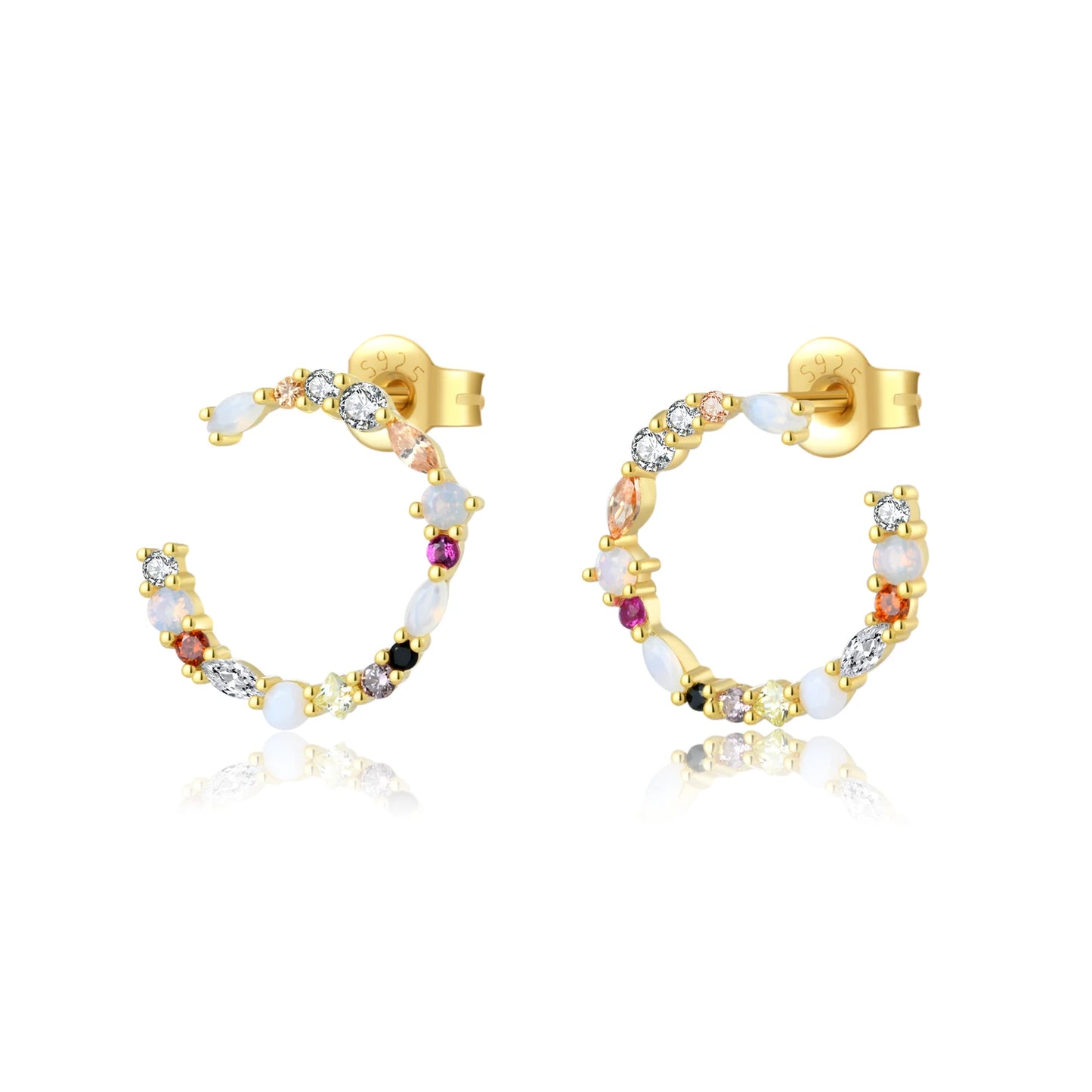 100% 925 Sterling Silver Gold Spring Love Round Circle