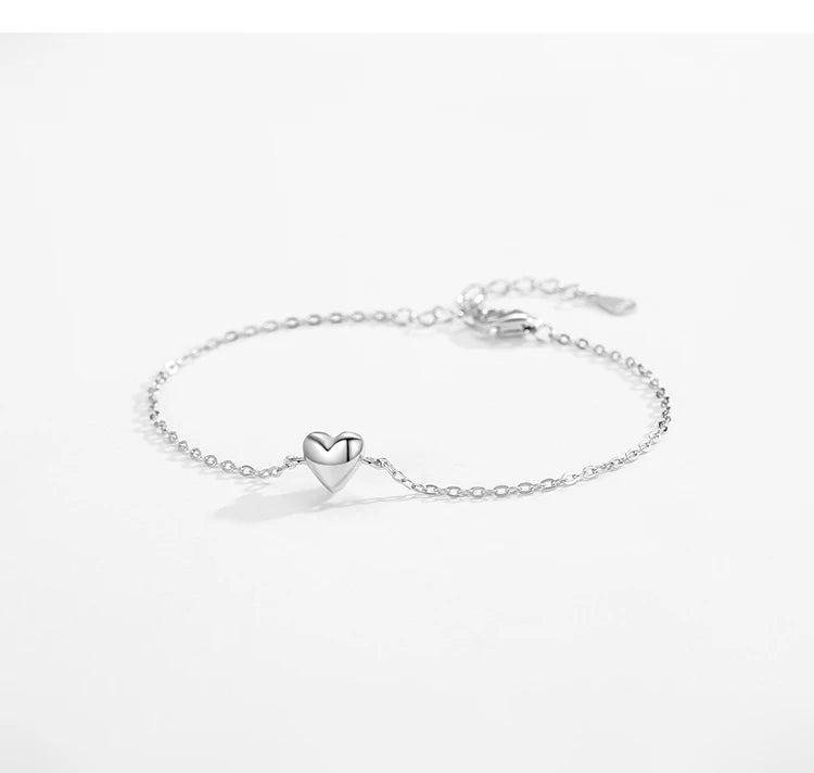 925 Sterling Silver Heart Bracelet Fashion Jewelry