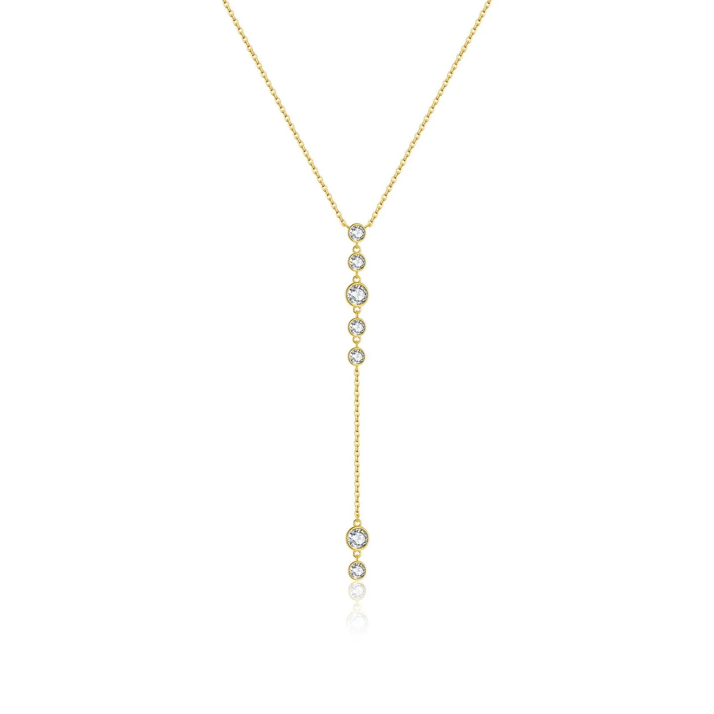 925 Sterling Silver Gold long Zircon Necklace Luxury