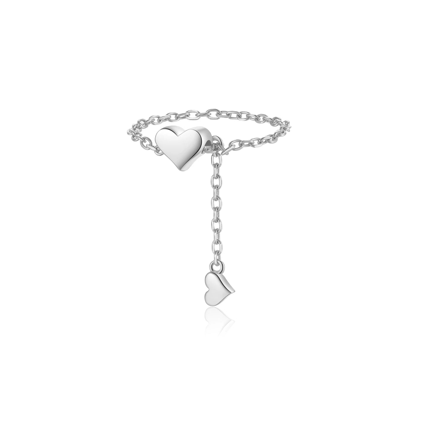 925 Sterling Silver Heart Love Ring Luxury Jewelry