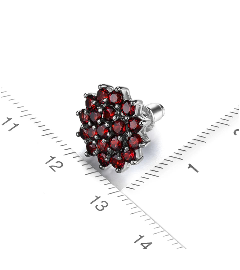 Natural Red Garnet S925 Silver Stud