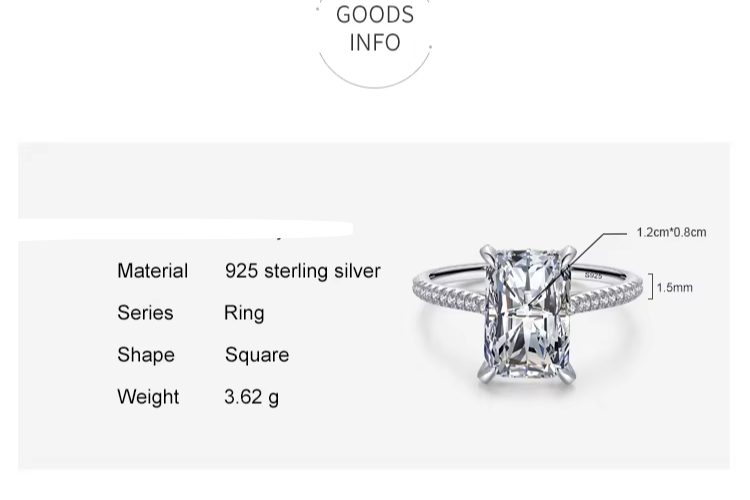 Real 925 Sterling Silver Luxury Clear Zircon Jewelry