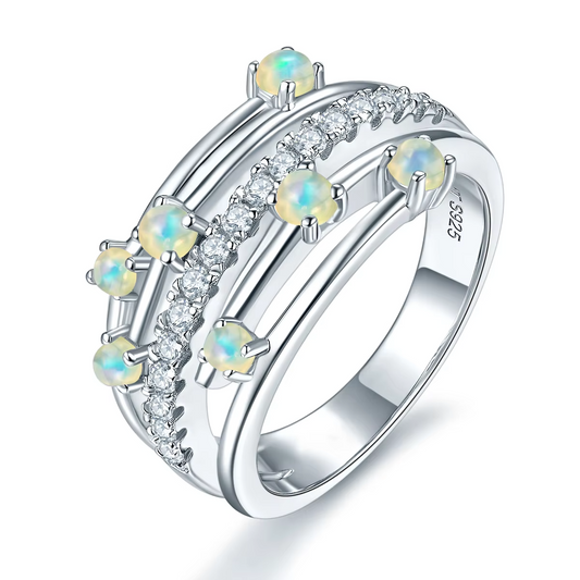 Natural Opal 925 Silver Ring for Women 0.87 Carat Opal S925 Silver Classic Design