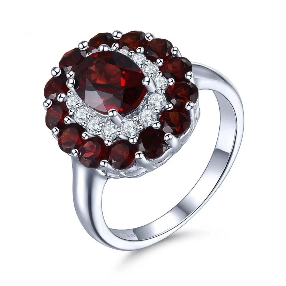 Natural Mozambique Garnet  Red Gemstone Solid 925 Sterling Silver