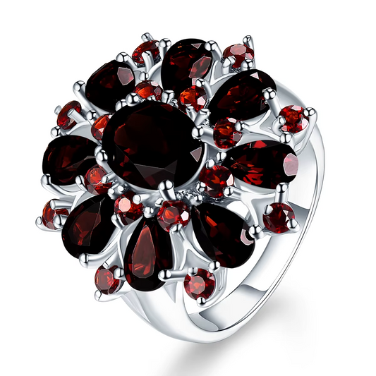 Silver Garnet Ring 925 Jewelry Gemstone 7.54ct Natural