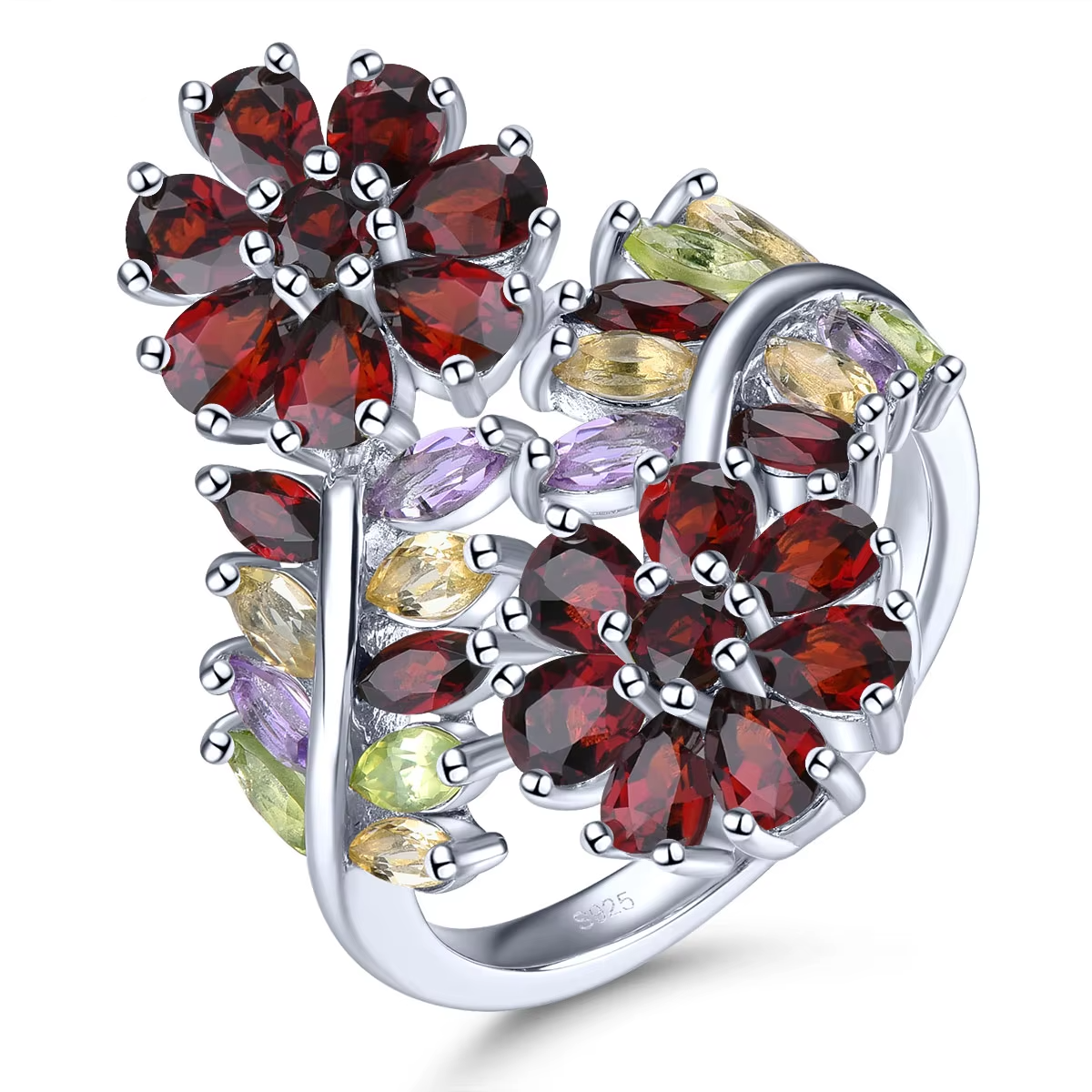 Natural Red Garnet Sterling Silver