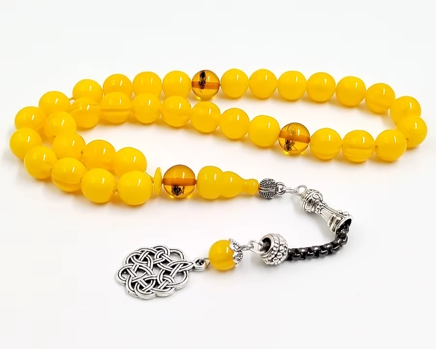 Yellow resin Tasbih Muslim bracelet  insect beads Turkish fashion gift For Ramadan