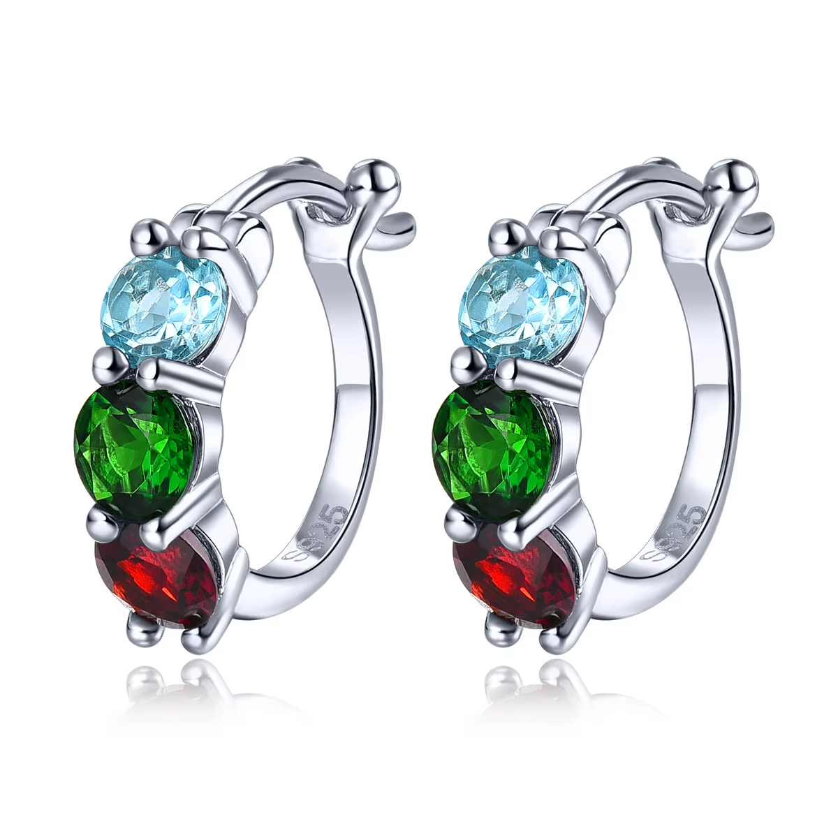 Natural Diopside Garnet Topaz Sterling Silver Gemstone Women Classic Style Jewelry