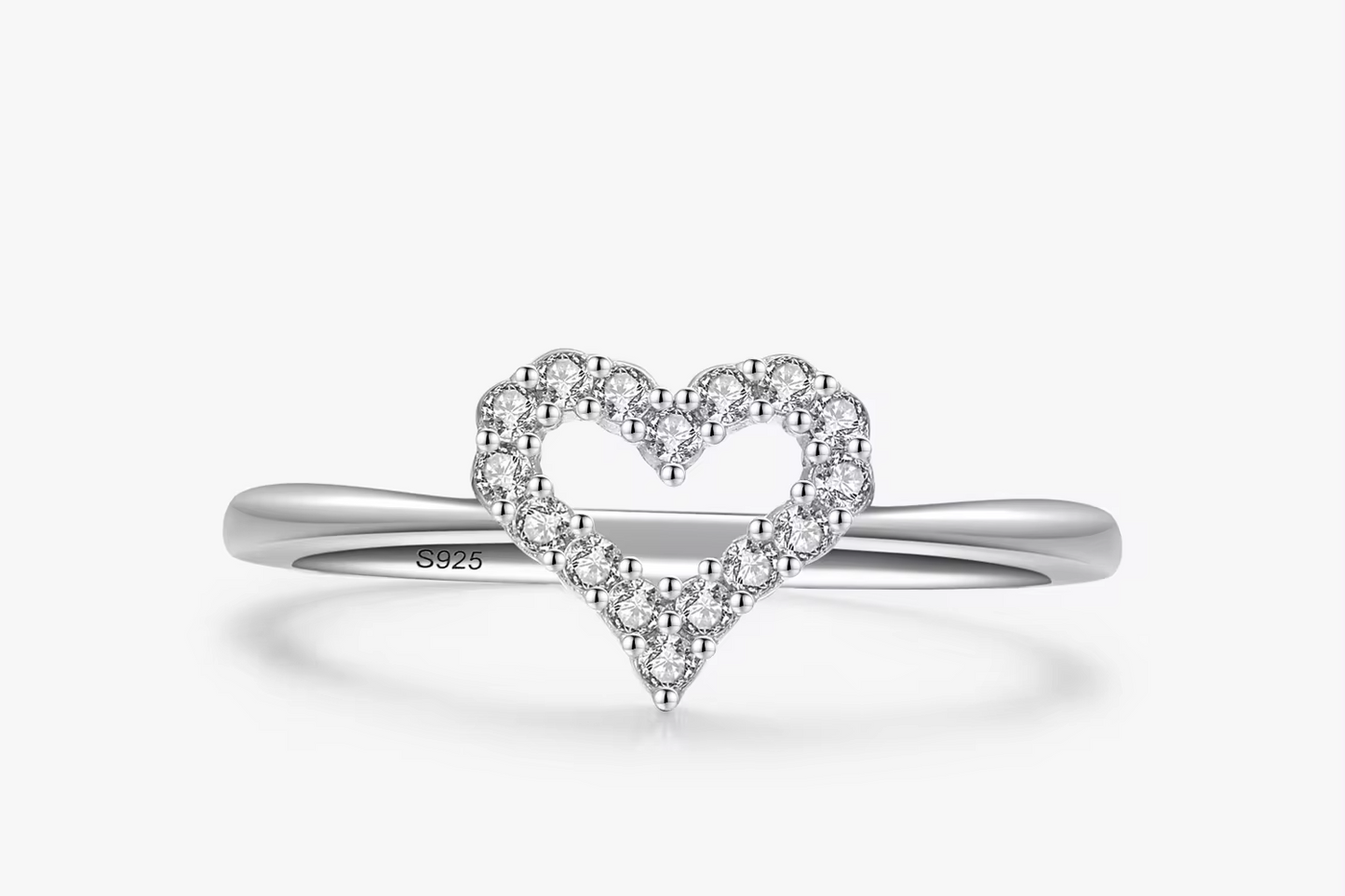 Fine Romantic Heart 925 Sterling Silver Clear Zircon  Jewelry