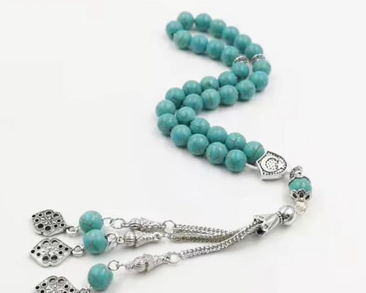 Tasbih Blue turquois stone Turkish jewelry  misbaha muslim Rosary beads