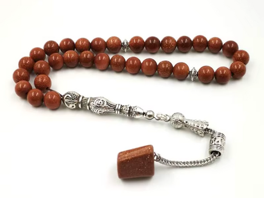 Natural Goldstone STONE Tasbih  prayer beads new style misbaha Golden sandstone tassels Muslim rosary March