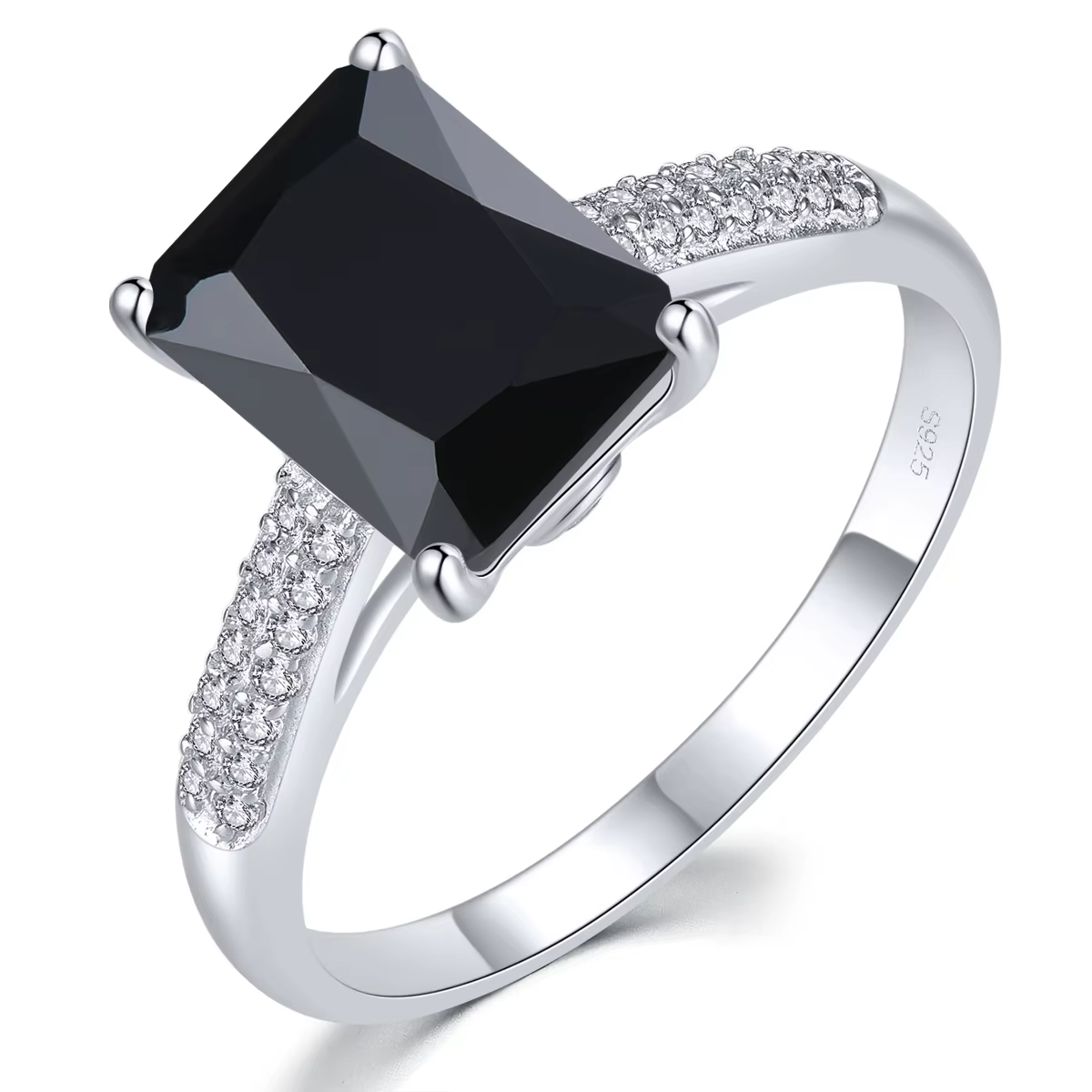 Natural Black Spinel Solid Sterling Silver Rings 2.7 Carats Gemstone Classic Fine Jewelry Design Unisex Style Lover's  Gifts