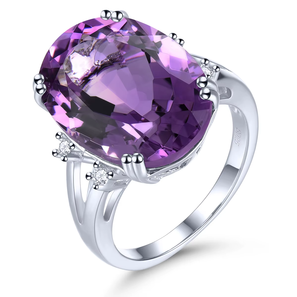 Natural Amethyst South Africa Solid Silver Rings 11.5 Carats Genuine Deep Purple Luxury