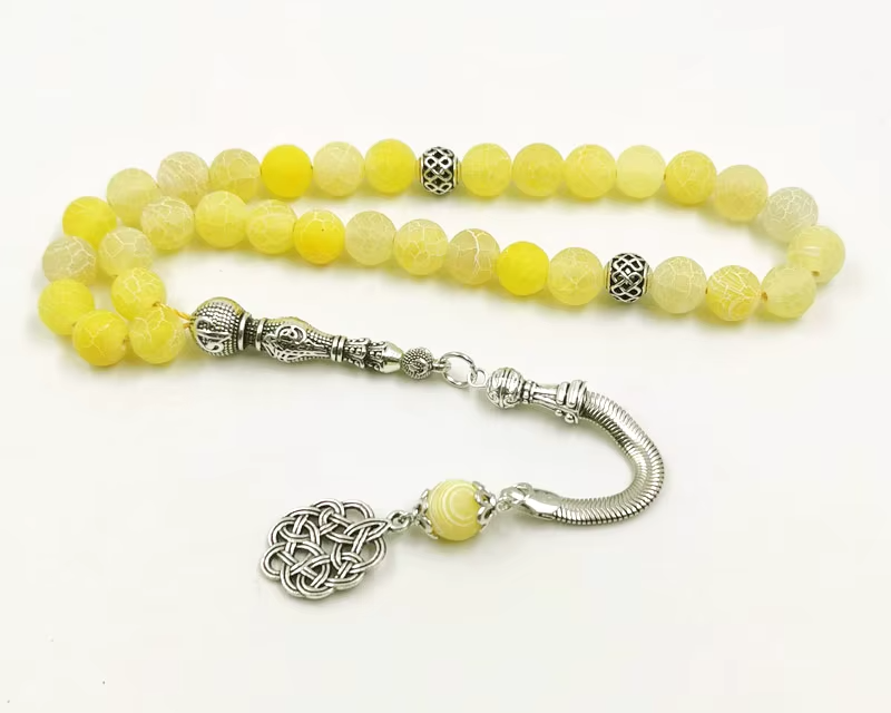 Tasbih Natural yellow agate stone muslim prayer  islamic fashion ramadan