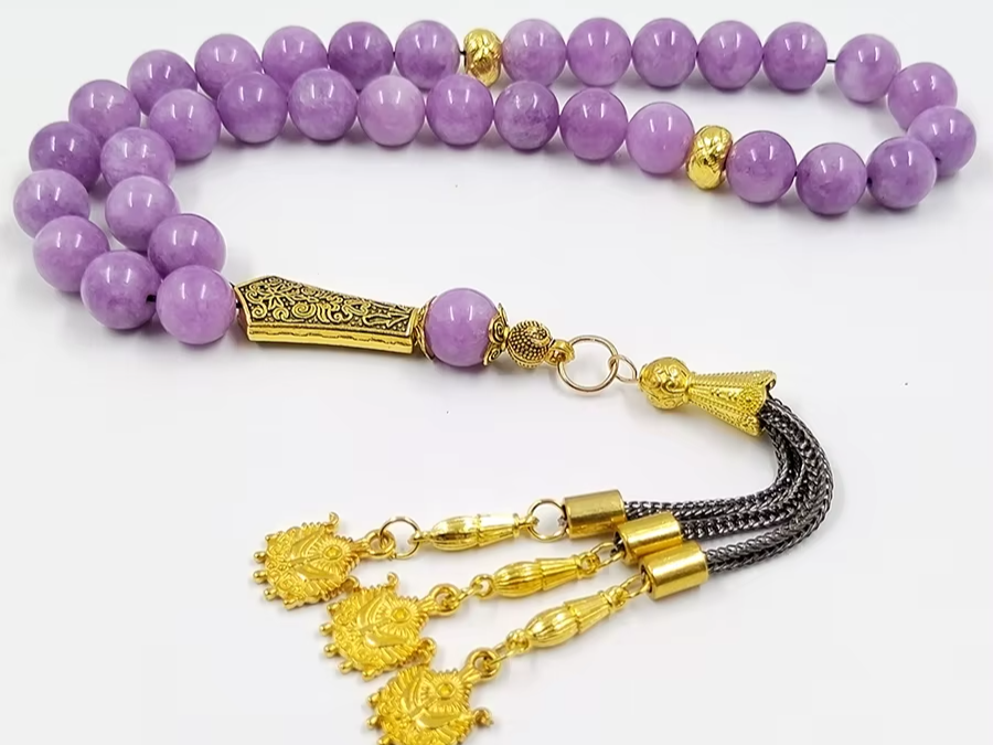 Natural Purple Agate Tasbih  Al-Fitr Rosary Muslim Bracelet Islam Rosary