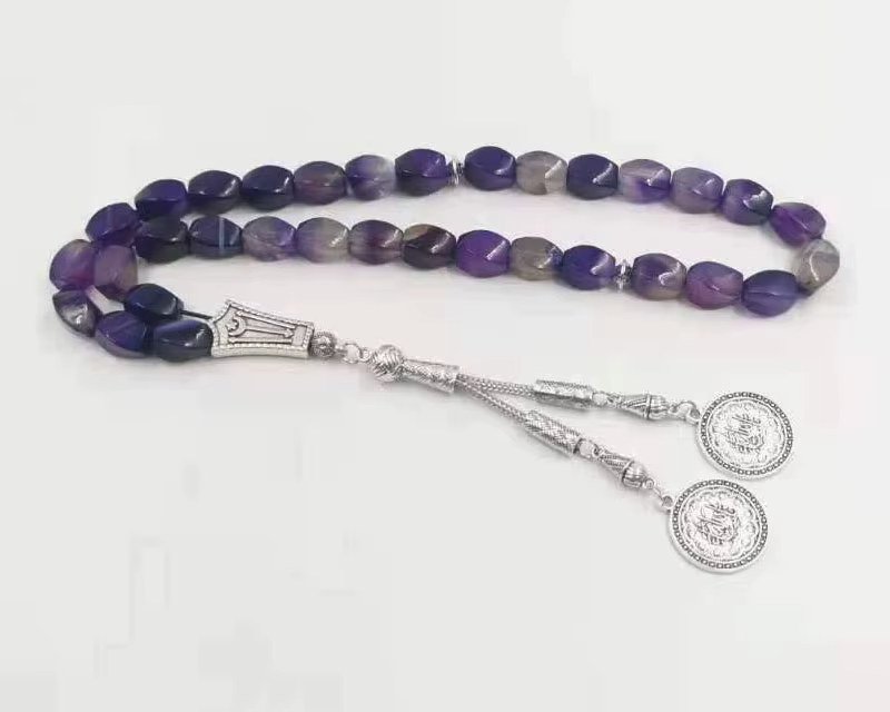 Tasbih Natural Purple Agates stone Turkish jewelry Islamic misbaha