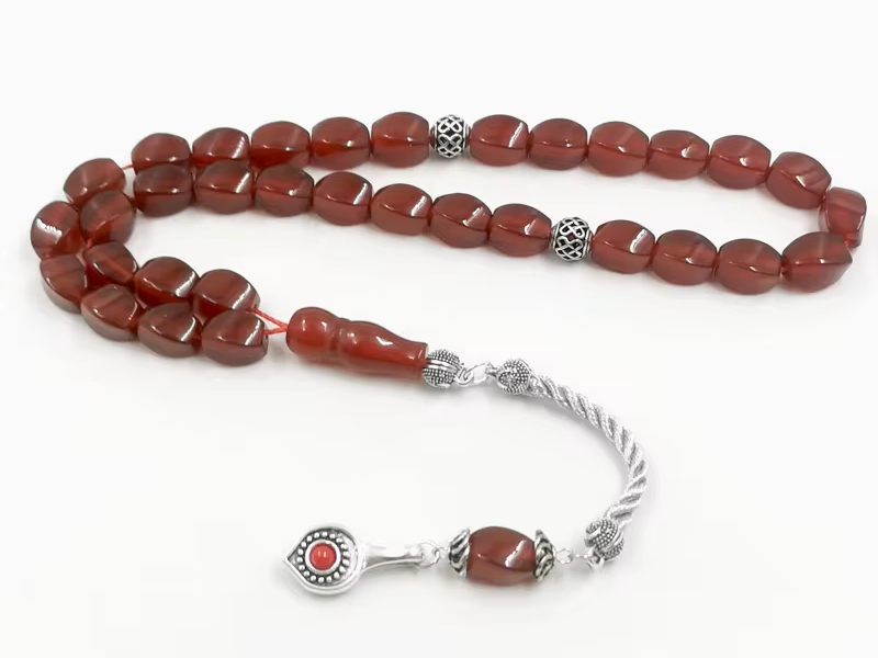 Gemstone Tasbih Natural Brazil Red Agate stone Islamic misbaha bracelet prayer bead turkish fashion Gift eid Muslim accessories