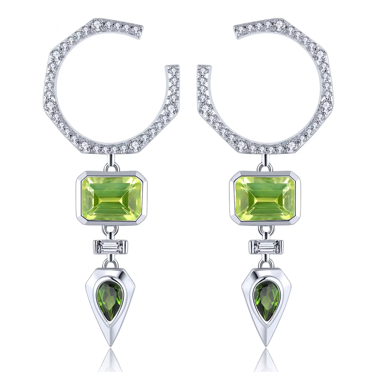 Natural Peridot Diopside Sterling Silver  Birthstone Unique Special Design S925